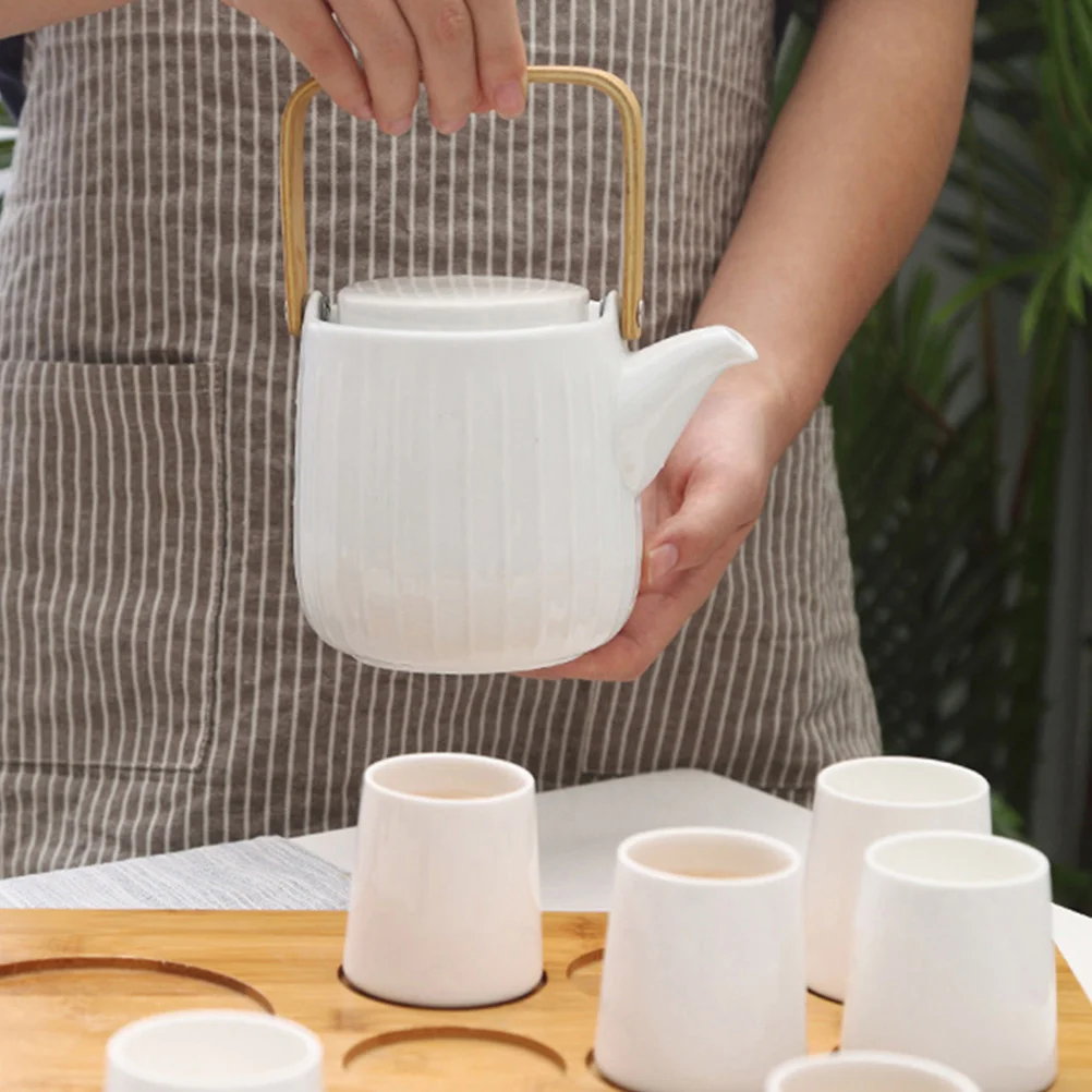 

Teapot Set Cup for Infuser Home Kettle Drinking Cups Ceramic Kitchen with Holder Household Serving Pots