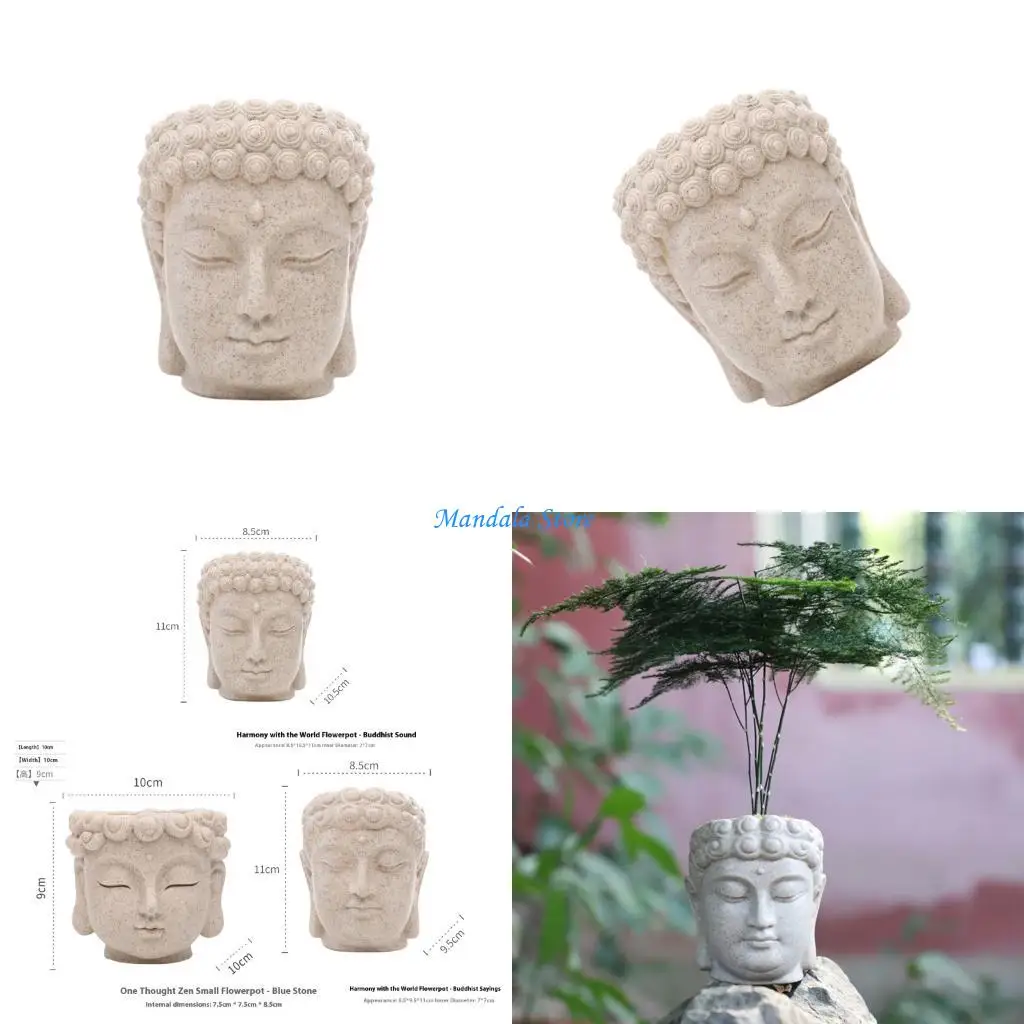 U2JC Fashion Buddhas Sculpture Flower Pot Compacts Design Fit Any Room Terraces Garden Decoration