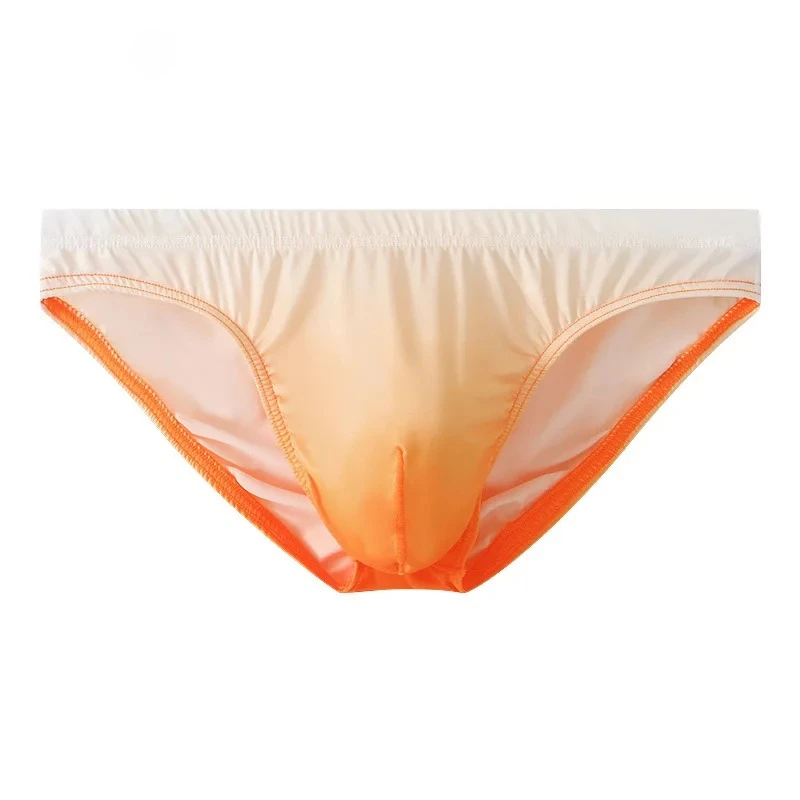 

Men's Bulge Briefs Ice Silk Briefs Gays Erotic Low Rise U Convex Pouch Bikini Sexy Gradient Color Loose Underwear Youth Knickers
