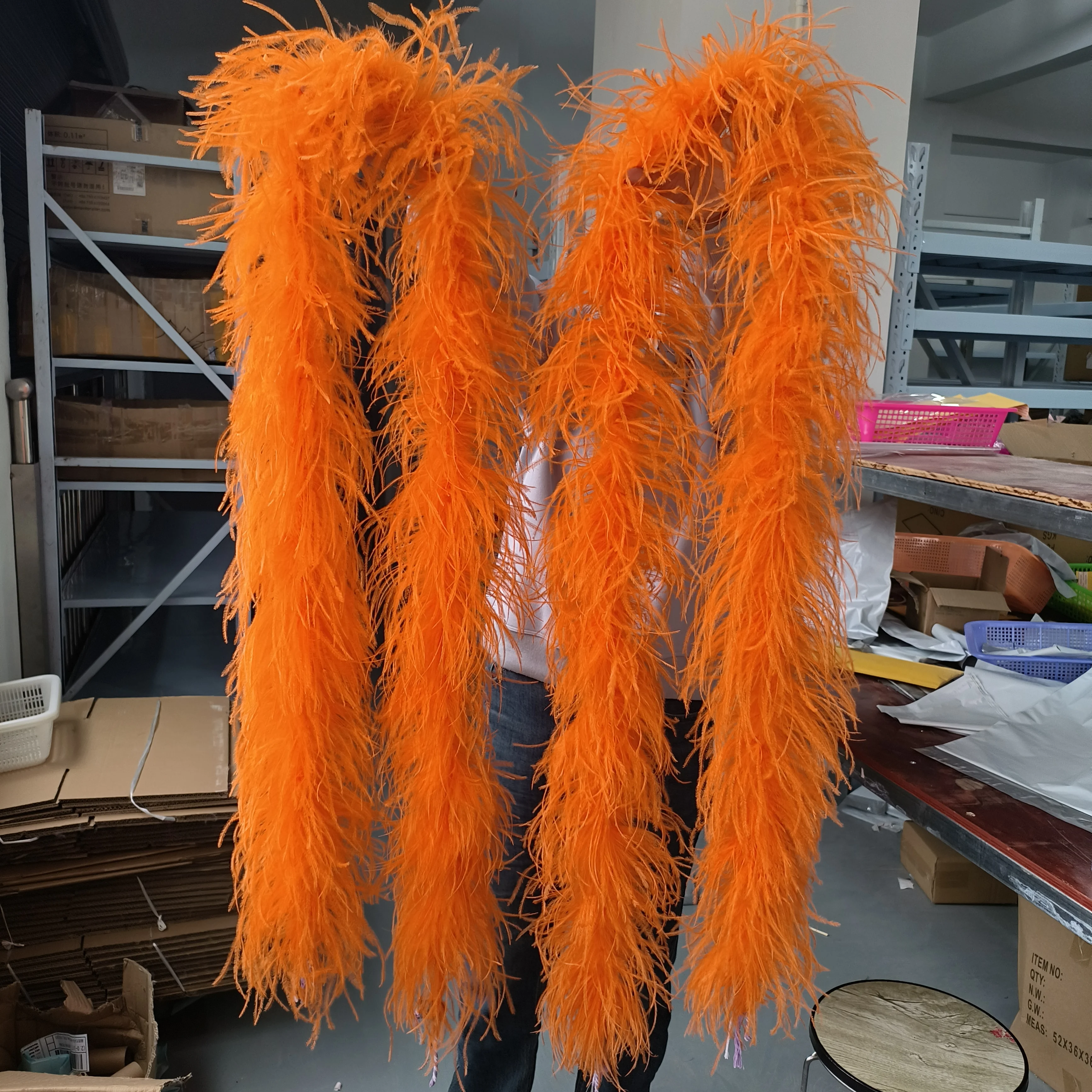 6PLY Thickness Ostrich Feather Boa Pink Feather Shawl Scarf Decorations 0.5 to 2M Long Fluffy Feather Trim Decorate Plumes Decor