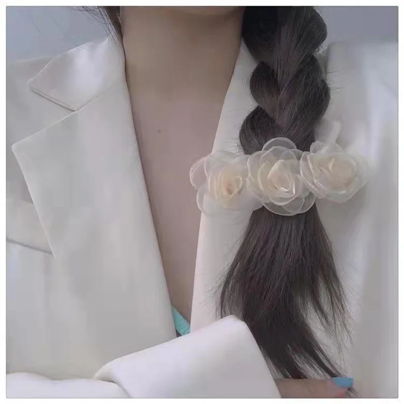 Sweet Camellia Hairpin Ladies Organza Hairglips Large Size Spring Hairclips Women Hair Accessories Elegant Headwear