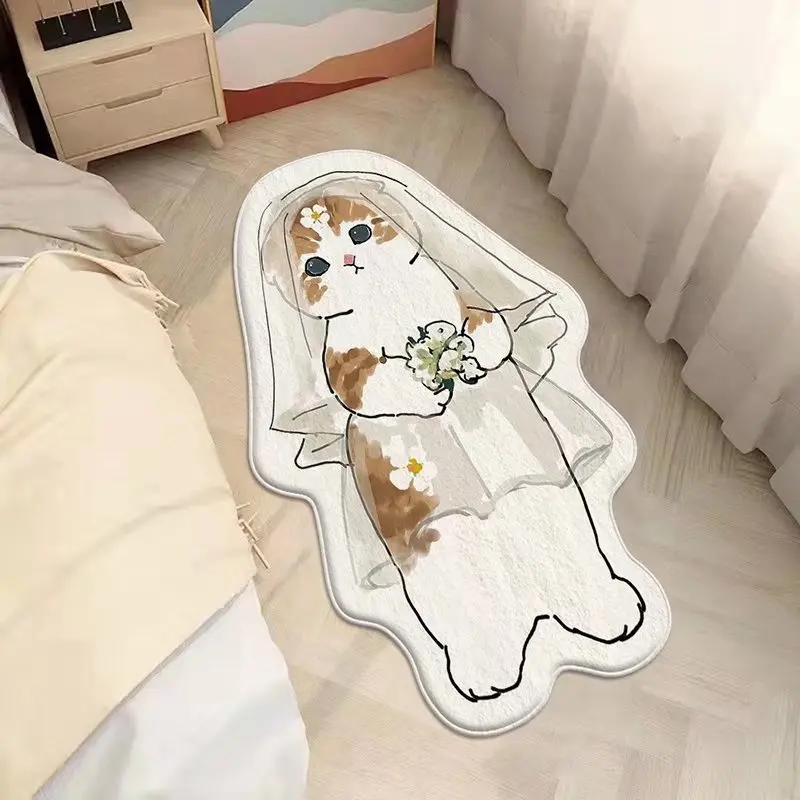 Cute Cat Living Room Decorative Carpet Girls Kids Bedroom Bedside Rugs Comfortable Soft Carpets Easy Care Balcony Rug Alfombra