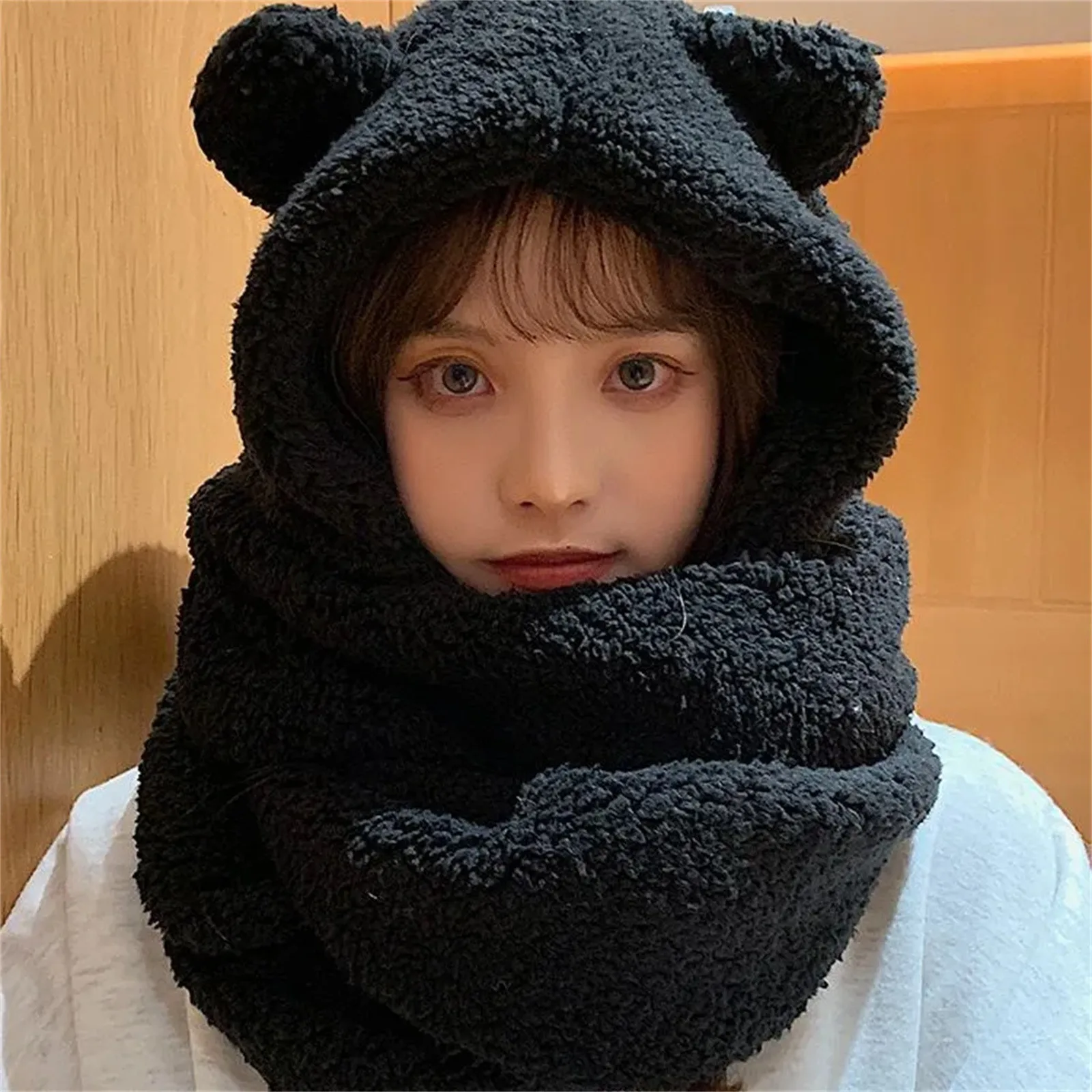 Beanies Daily Accessories Scarf Women Winter 2023 Thick Warm Set Knitted Solid Color Neckerchief Scarf 2024 Bonnet Femme Hiver