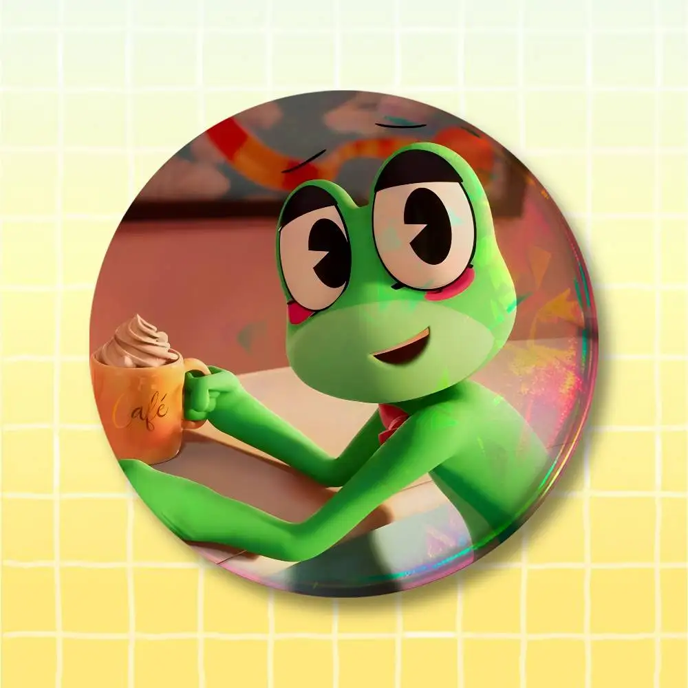 R-Ribbit Frog Pin Buttons Round Badge for Clothes Bags Hats Pins Accessories Backpacks Tote Bags Unisex Outfit Decor view 3