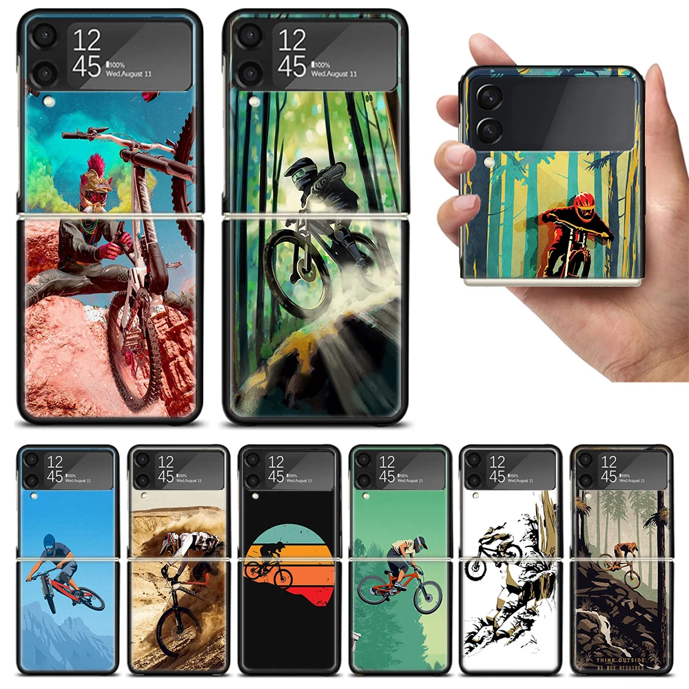 Amazing Mountain Bike Bicycle Zflip4 Zflip5 Phone Case For Samsung Z Flip3 Flip4 Flip5 5G zFlip 4 5 Cover Cellphone Shell Caso