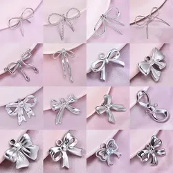 6pcs Stainless Steel Bow Pendant Jewelry Making Supplies Acero Antioxidant Handmade Diy Men Women Necklace Earring Accessories