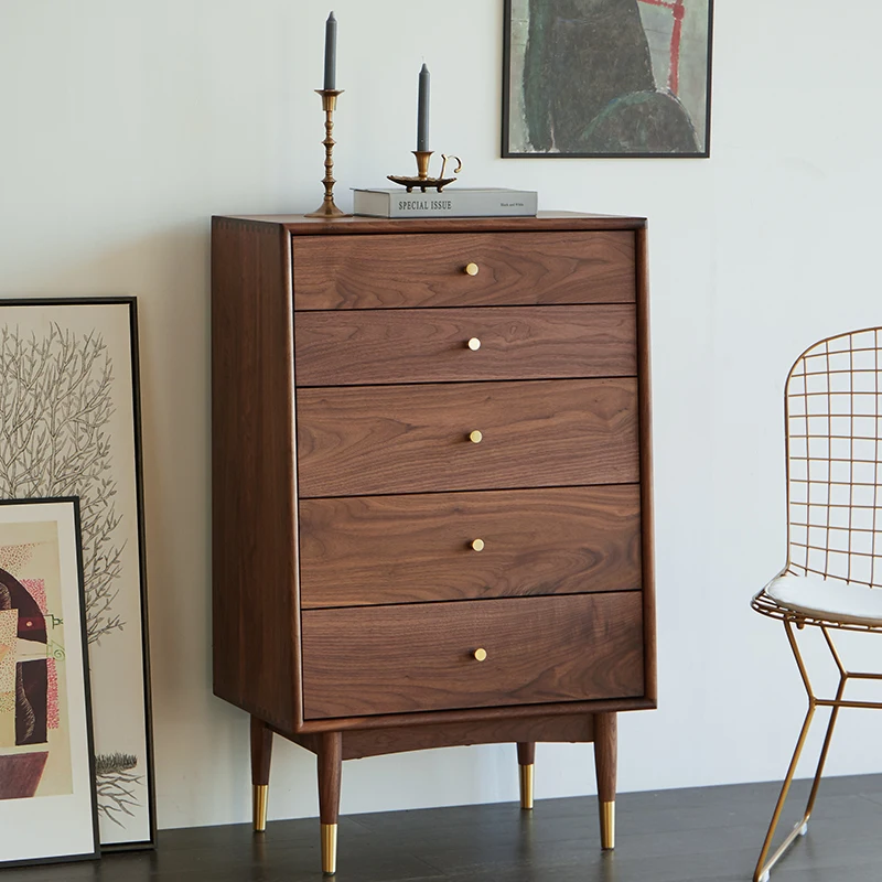 

Narrator chest of drawers/bedroom living room Nordic black walnut solid wood chest of drawers Japanese luxury side cabinets