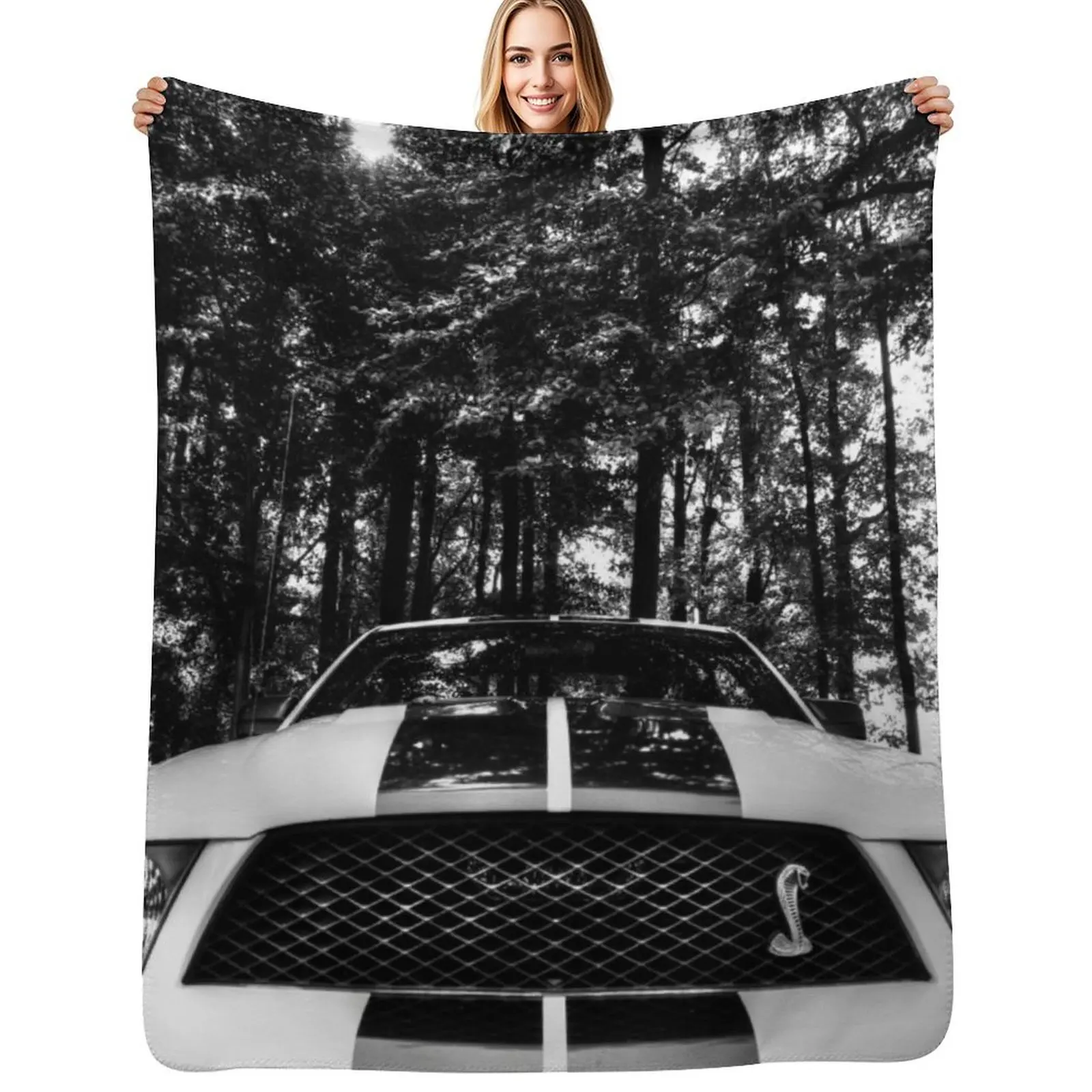 Shelby in Mono Throw Blanket Loose Large Furry Summer Bed linens Bed covers Blankets