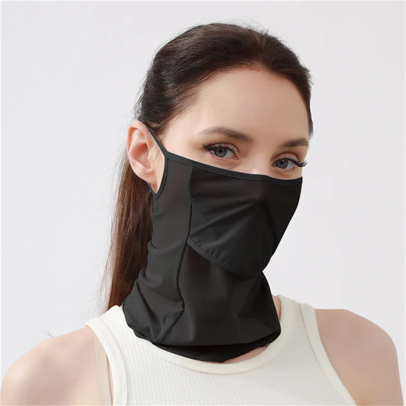 Summer UV Sunscreen Mask Multifunctional Sunscreen Ice Silk Hanging Ear Face Mask Fashion Breathable Ultra-thin