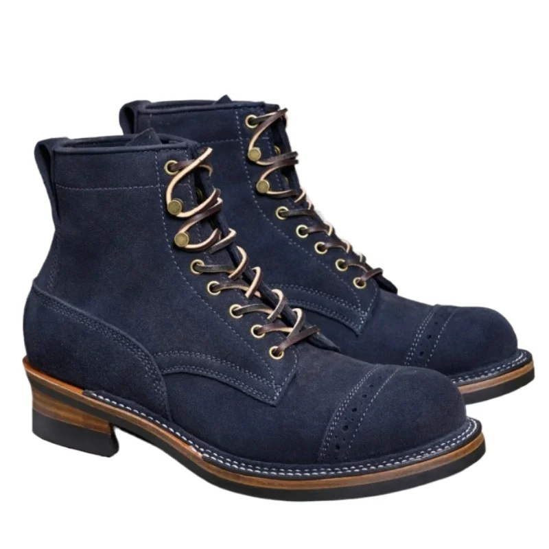 

Мужская обувь из коровьей замши в итальянском стиле из натуральной кожи, сшитая вручную, удобные дышащие тактические ботинки для лесозаготовок