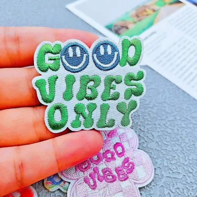 Cartoon Embroidery Patch Sunrise Happy Life Iron on Patches Fusible Stickers for Clothes DIY Ironing Badge Bags Hats Accessories