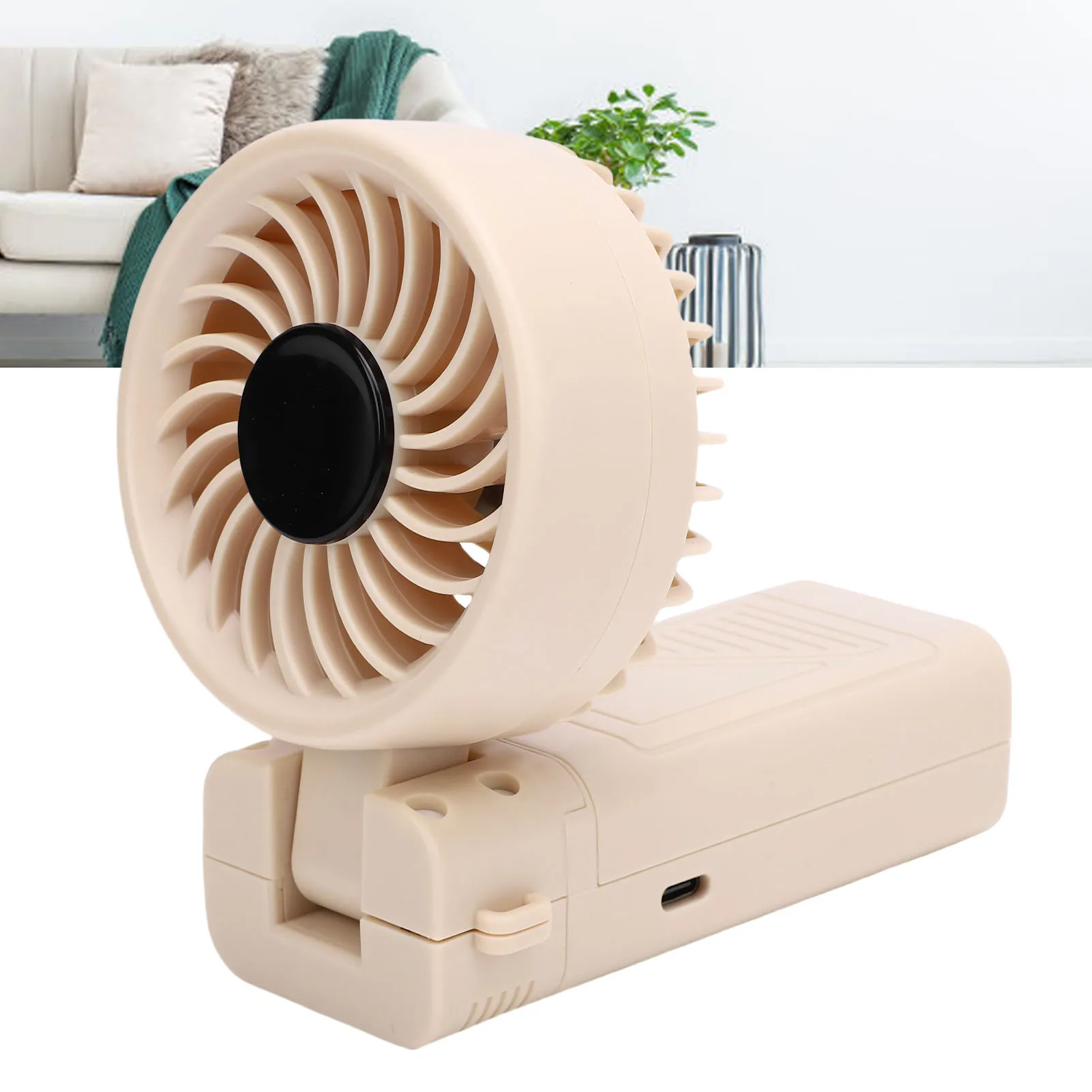 ハンドヘルドファン 5200mAh 充電式折りたたみファン 6 風速デジタルディスプレイ付き 取り外し可能なヘッドストラップ付き 屋内用ネックファンとして