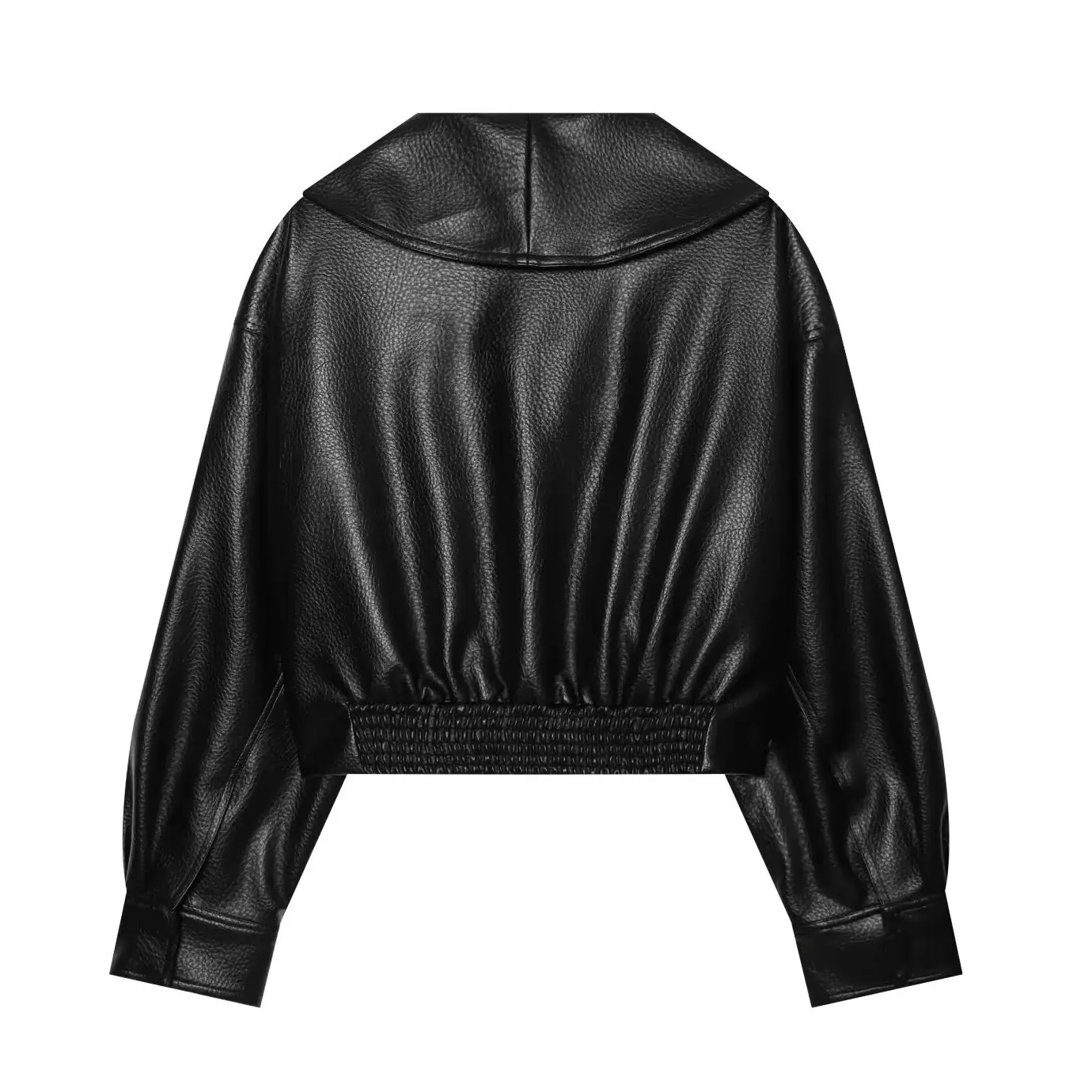 2026 Autumn Winter Women's High Street Faux Leather Short Jackets Lady Vintage Retro Black PU Loose Oversized Lapel Blazer Coats