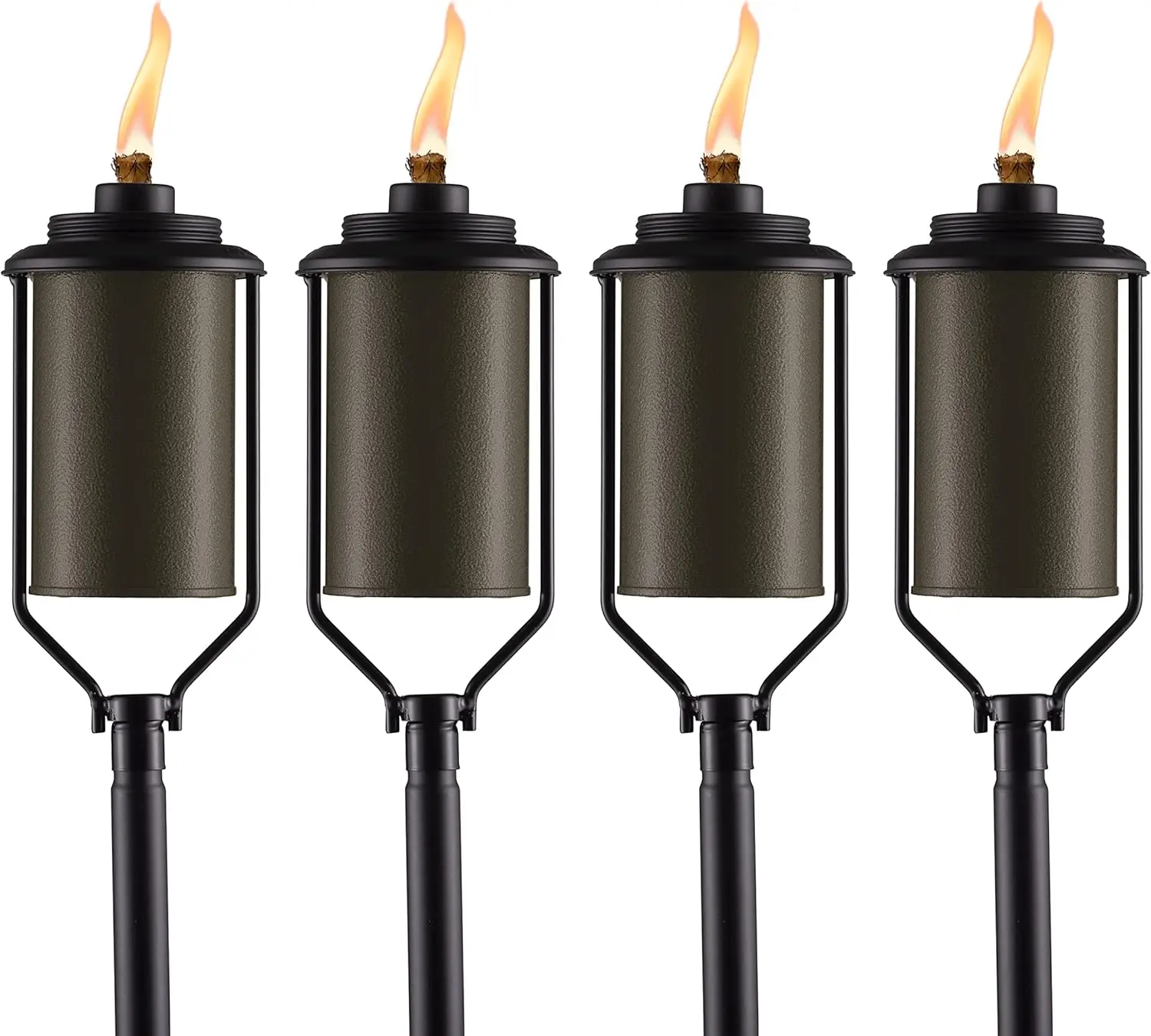 Torce in metallo color bronzo da 4 pezzi per patio esterno, prato, cortile e giardino |   65" Resistente agli agenti atmosferici con stoppino e snuffer