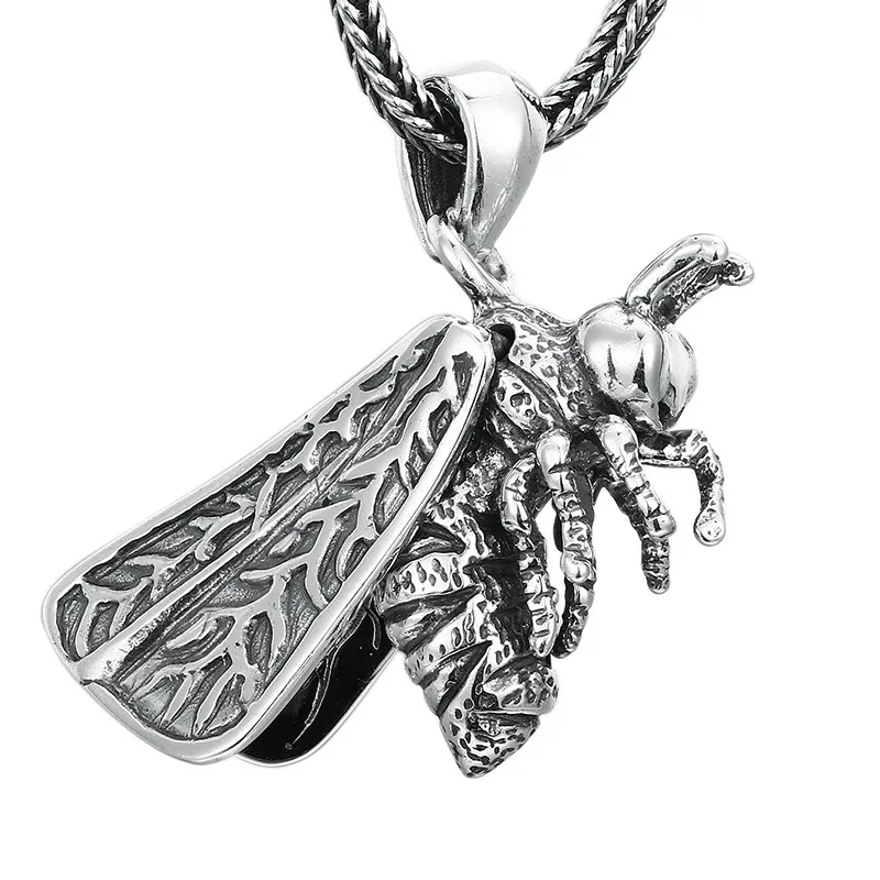 

Oxidized Black Bee Charm Pendant - 925 Sterling Silver Vintage Insect Jewelry for Women Men