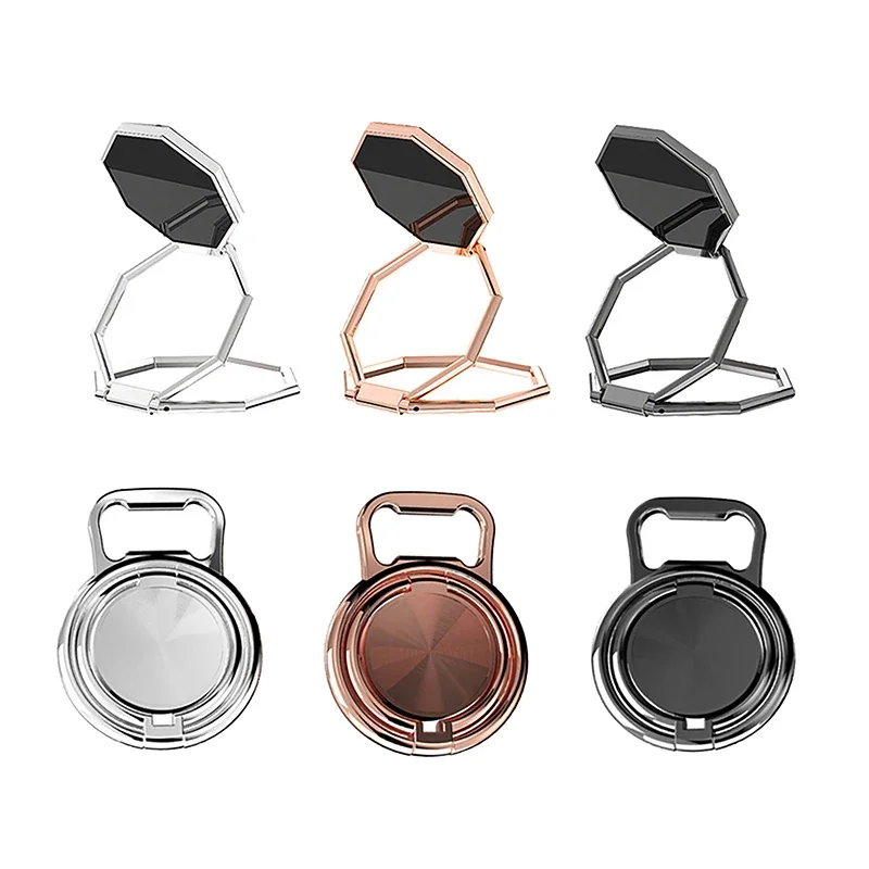 Металлический складной держатель для телефона с поворотом на 360 градусов, подставка с двойным кольцом на палец, Универсальная Портативная металлическая подставка для мобильного телефона