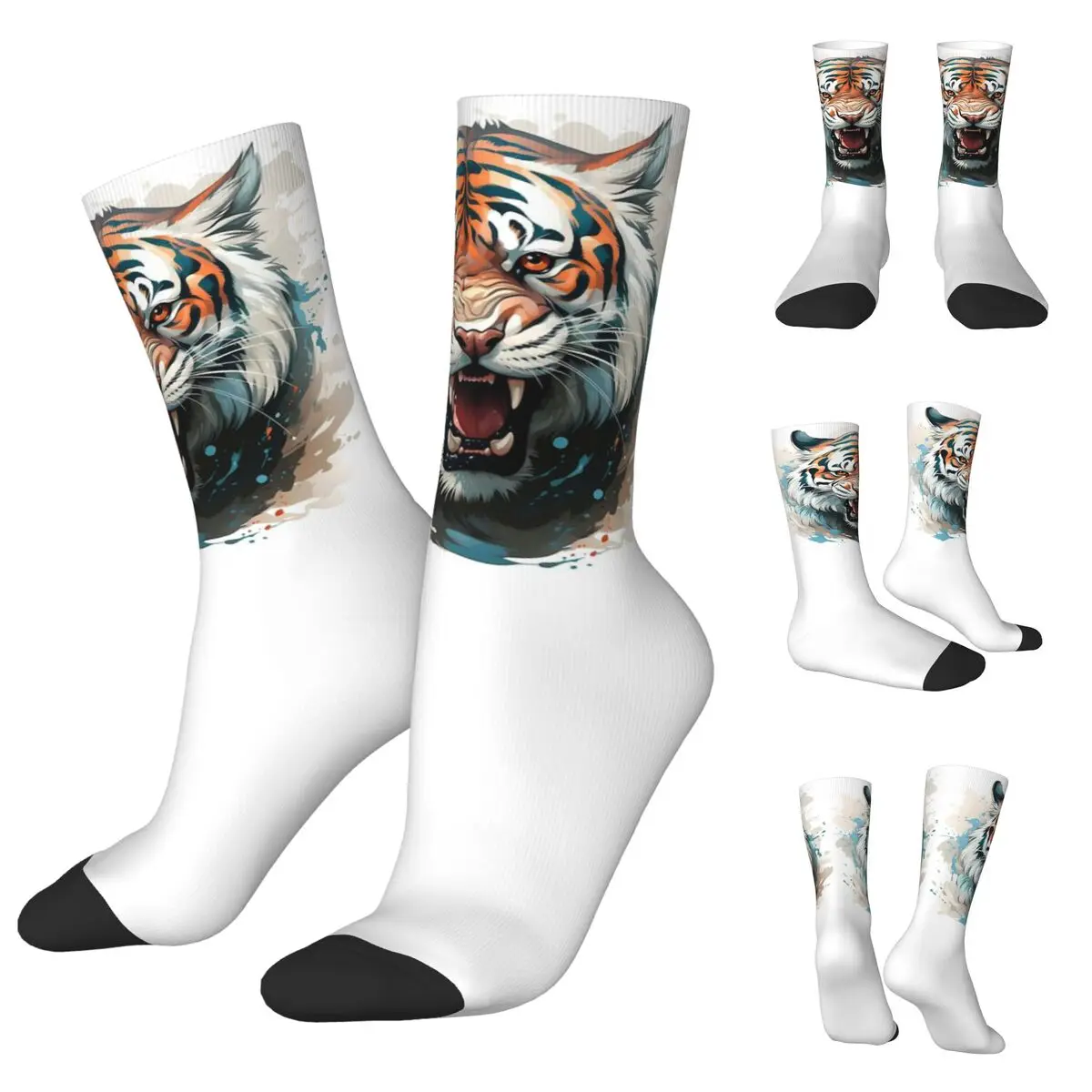 Cool Animals, Lions, Tigers, Gorillas 14 cosy Unisex Socks,Outdoor Happy 3D printing Socks,Street Style Crazy Sock