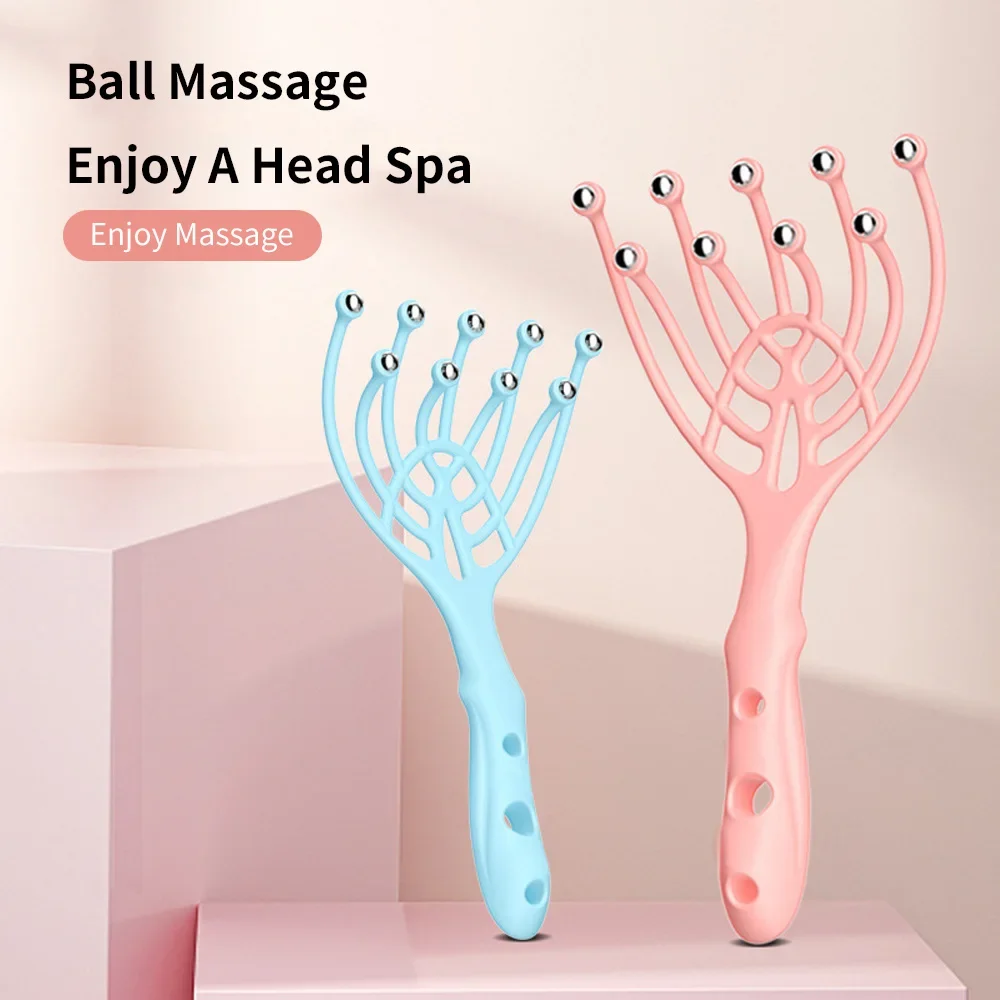 

9 Claws Head Massger Streamlined Ball Deep Stress Relaxation Scalp Massager Handheld Spa Massage Roller Health Stress Relief Aid