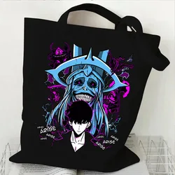 Japanese Anime Solo Leveling Shopping Bag Sung Jinwoo Cartoon Canvas Tote Bag Eco Bag for Women Reusable Handbags