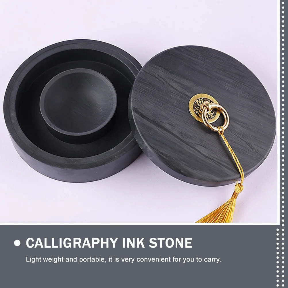 

Chinese Calligraphy Inkstone Lidded Preserve Moisture Ink Well Durable Smooth Surface Practical for Beginners Artists