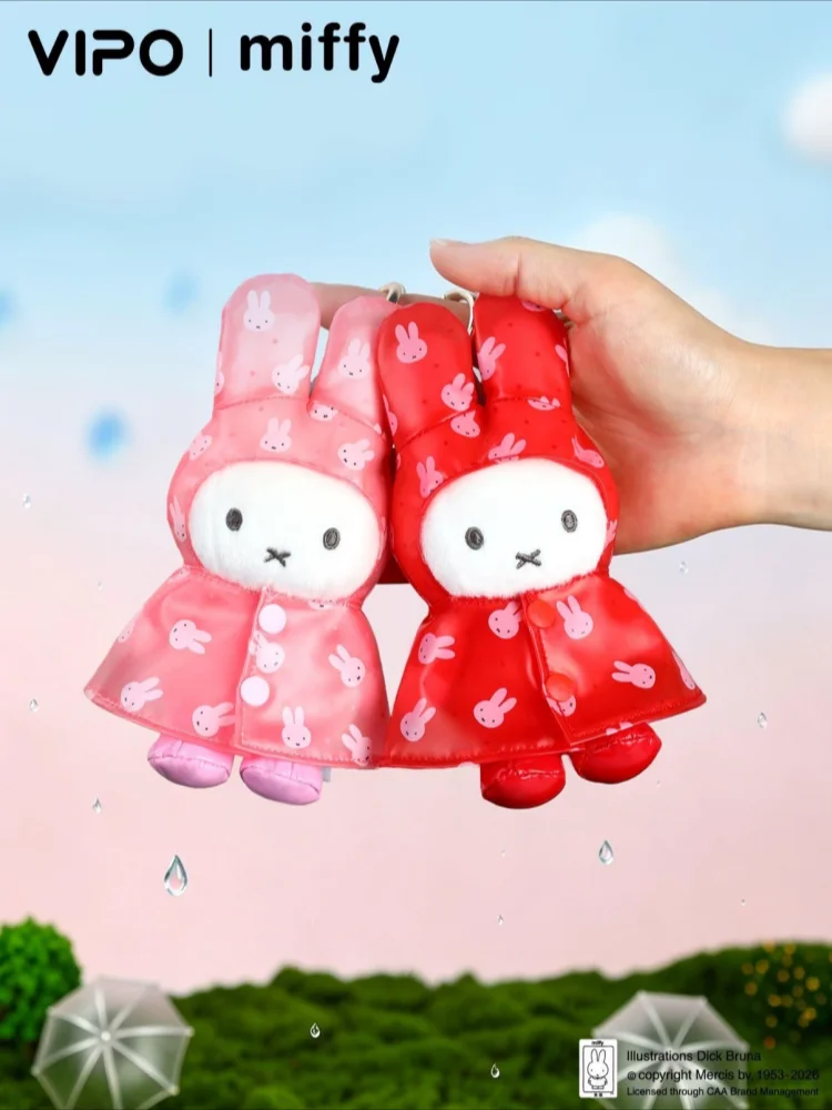 Neue Miffy Regenmantel-Serie Blind Box 10cm Kaninchen Plüsch-Schlüsselanhänger Ornament Sammlerstück Taschenanhänger Geburtstagsgeschenk Spielzeug