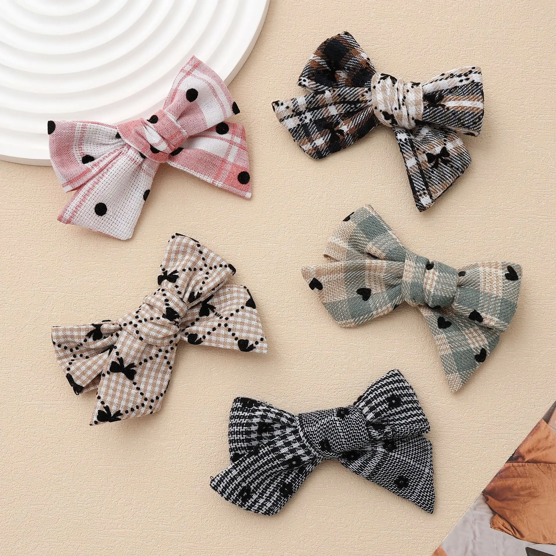 40 PCS/Lot, Print Fabric Bow Hair Clips For Kids Girls Hair Accessories