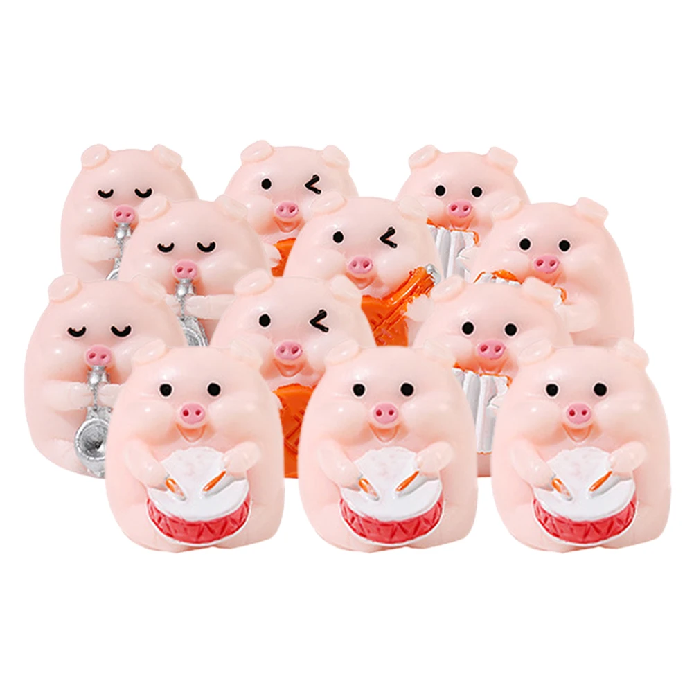 

12Pcs Miniature Pig Figurines Landscape Decor Resin Animal Statues Garden Tiny Pig Ornaments Cute Mini Resin Figures