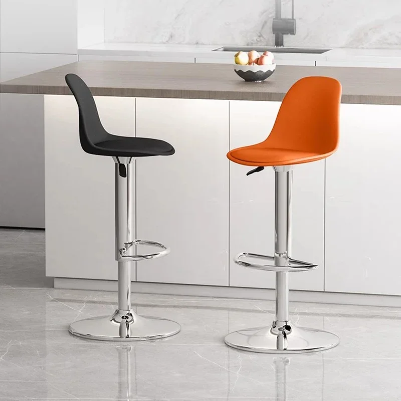 

Adjustable Swivel Bar Stool Counter Kitchen High Back Bar Stool Simple Leather Tabouret De Bar Style Industriel Salon Chair