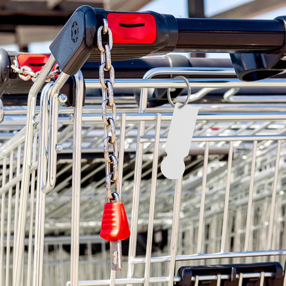 Cart Token Shopping Keychains Metal White Stainless Steel Portable Trolley Openers