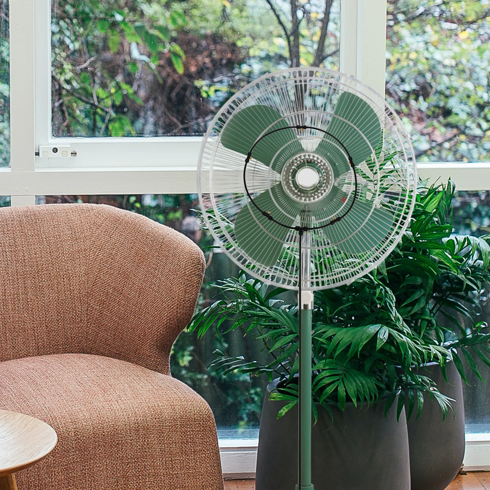 

Комплект для наружного охлаждения: вентилятор с функцией туманообразования для патио, летняя система охлаждения, распылитель-форсунка для тумана, охлаждающая атомизационная система