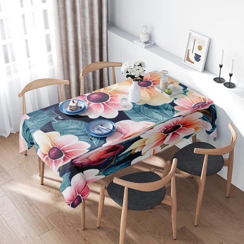 

Multicolored Floral Tablecloth Premium Printed Table Linen for Home Decor