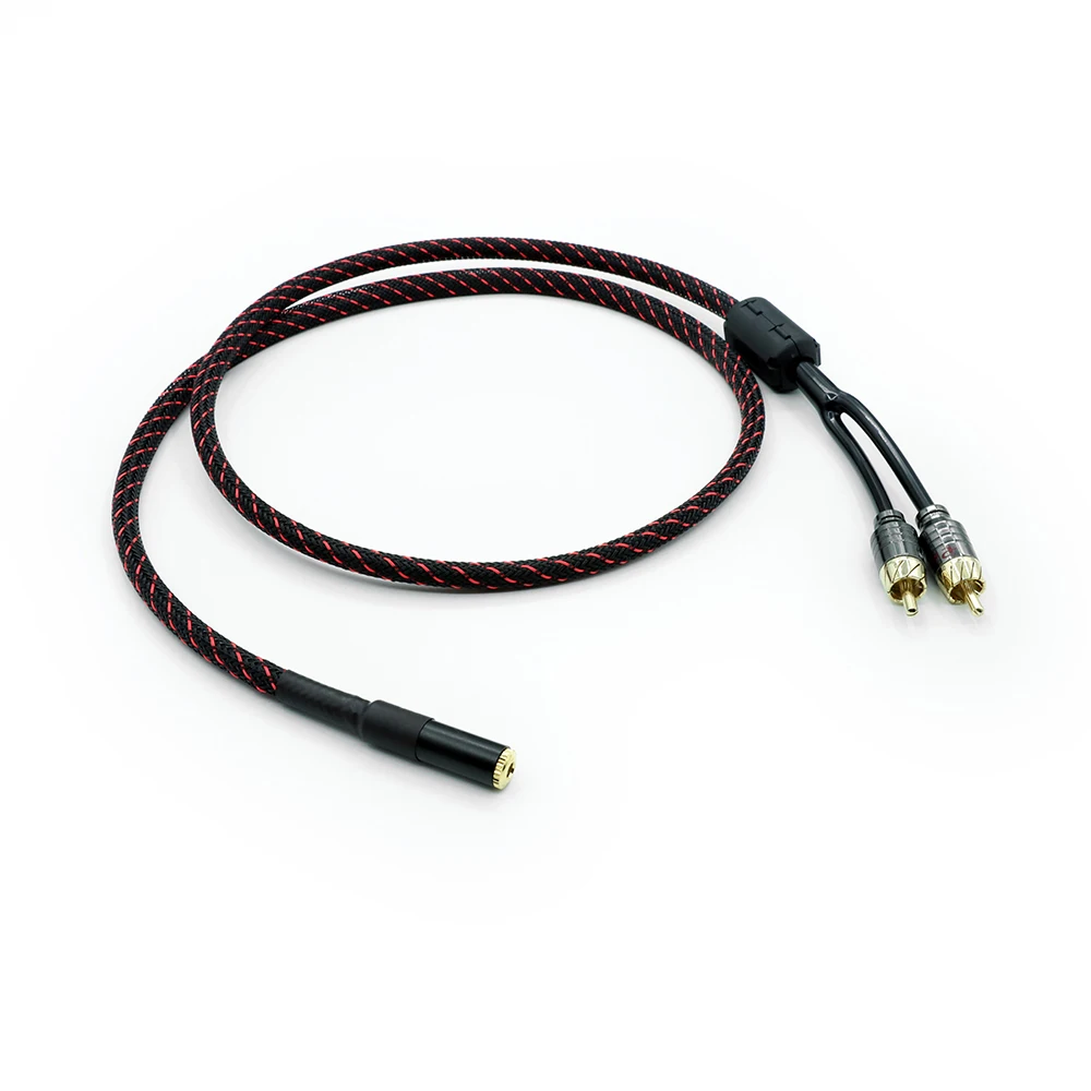 Hifi 3.5mm ~ 2RCA 암 오디오 케이블, Canare L-4E6S PC 휴대폰 앰프, 상호 연결 3.5 수 직각 듀얼 RCA 코드