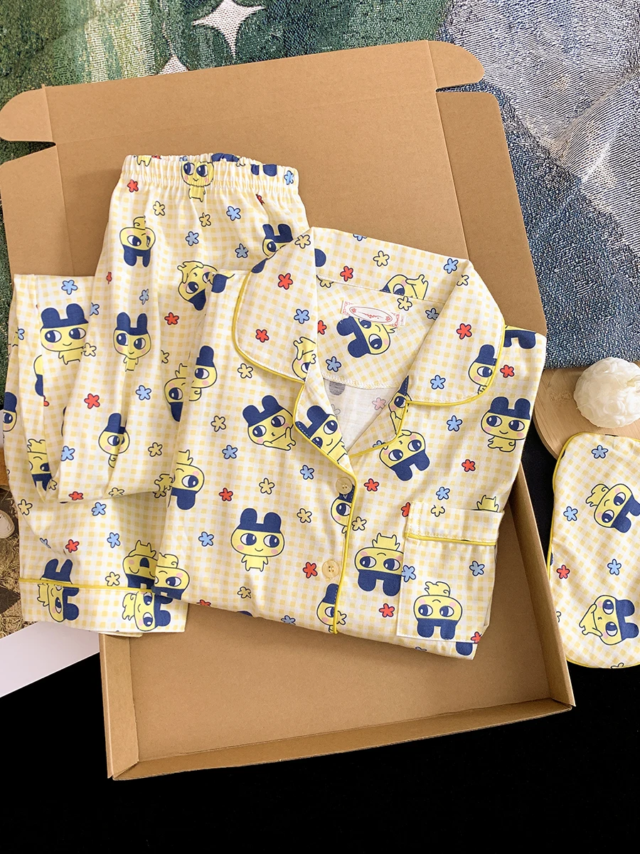 Cartoon Tamagotchi Pyjama Tweedimensionale broek met lange mouwen Huiskledingset Comfortabele en zachte pyjama Kerstcadeau