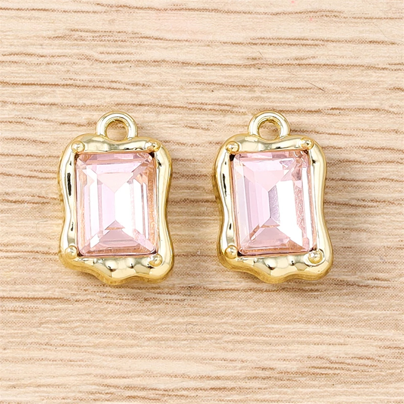 5 Stück 9 x 14 mm zarte Kristall-Quadrat-Charms-Anhänger für Schmuckherstellung, Halsketten, Ohrringe, Armbänder, Zubehör, DIY, Basteln, Geschenke – Detail 4