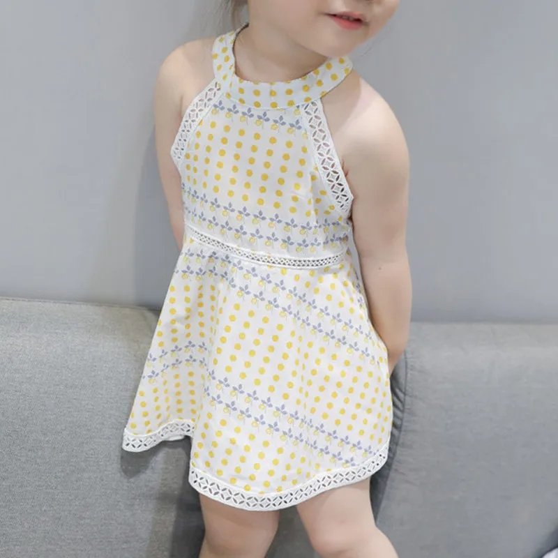 Baby Girls Lace Dot Dresses Toddler Back Zipper Princess Wedding Party Sundress 2-6Y