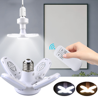 LED 4 Leaf Bulb E27 Collapsible Warm White Chandelier Warehouse Garage Kitchen Bedroom Lighting Remote Control LED Lamp Holder