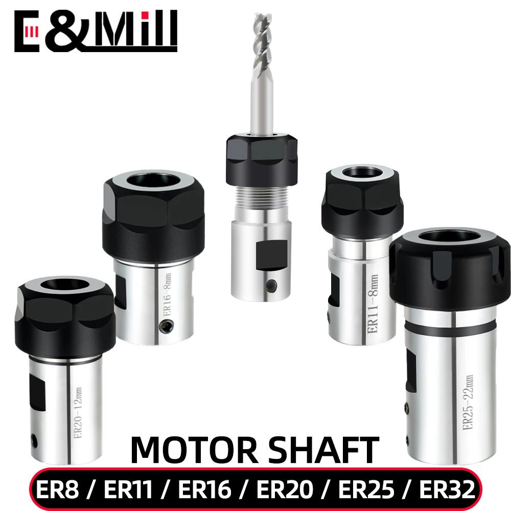 Pinça Chuck Spindle Motor Eixo Haste de Extensão, DIY Spindle Adapter, Chuck Torno Ferramenta Bar Set, 4mm, 5mm, 6mm, 8mm, 10mm, ER8, ER11, ER16,