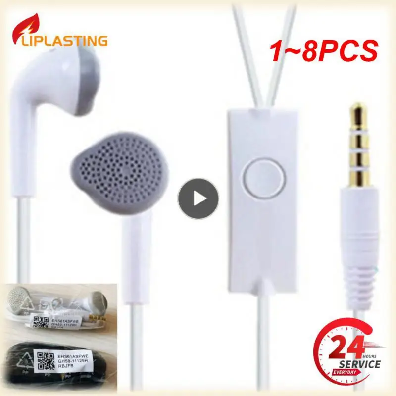 1~8PCS Suitable For C550 Earbuds Wire-controlled Flat Universal Headset With Microphone