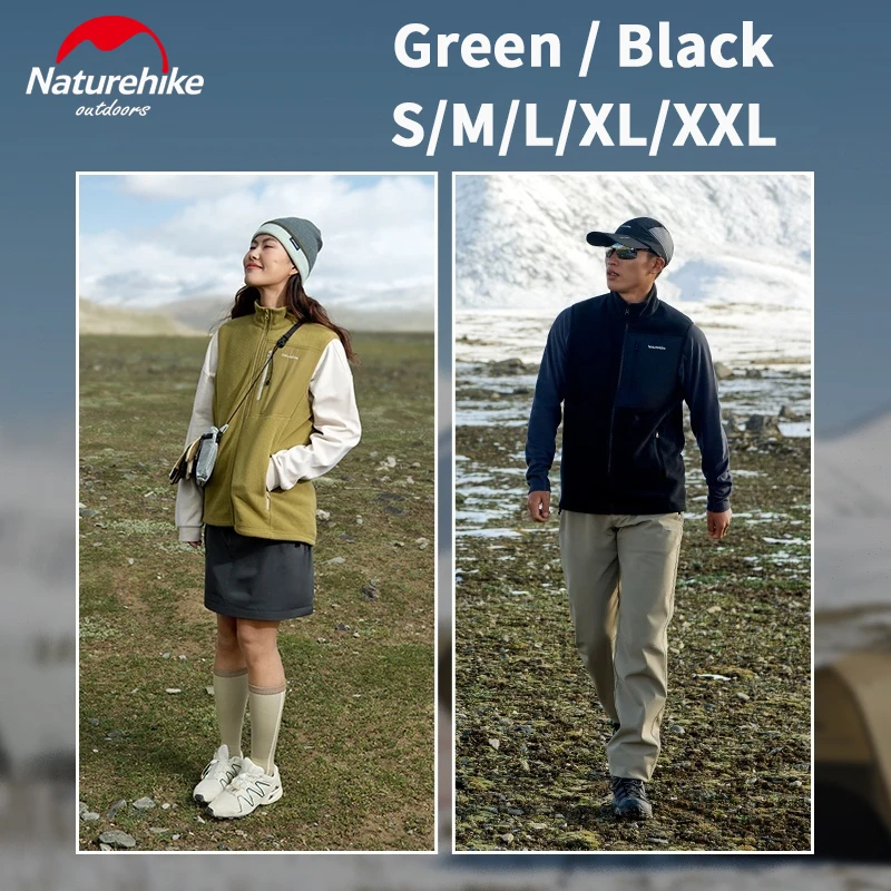 Naturehike سترة صوف دافئة الشتاء الحرارية متعددة جيب الوقوف أكمام صدرية التخييم في الهواء الطلق معطف للرياضة طوق سترة