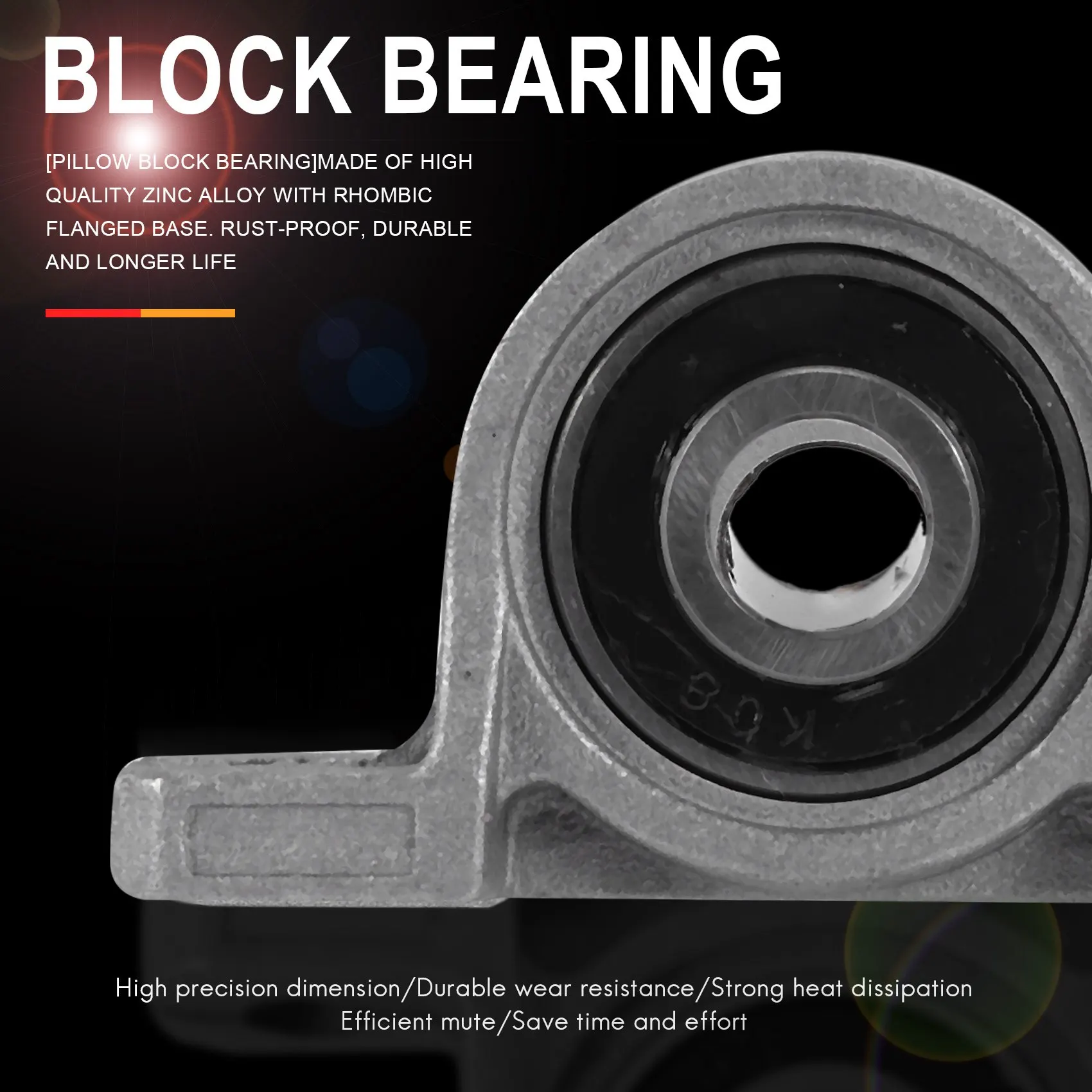 4Pcs KP08 Pillow Block Mounted Ball Bearing (Diameter 8mm Bore) Zinc Alloy Pillow Block Bearing