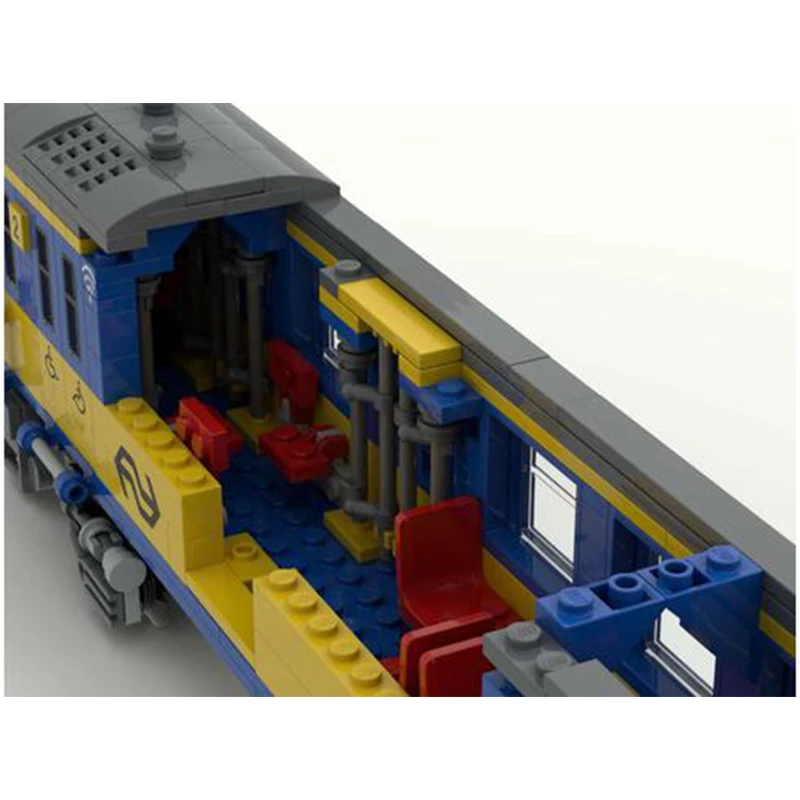 City Railway Dutch NS Koploper Passenger Train Locomotive Building Blocks 2 Class  Carriage Assembly Model Bricks Toys Kid Gifts