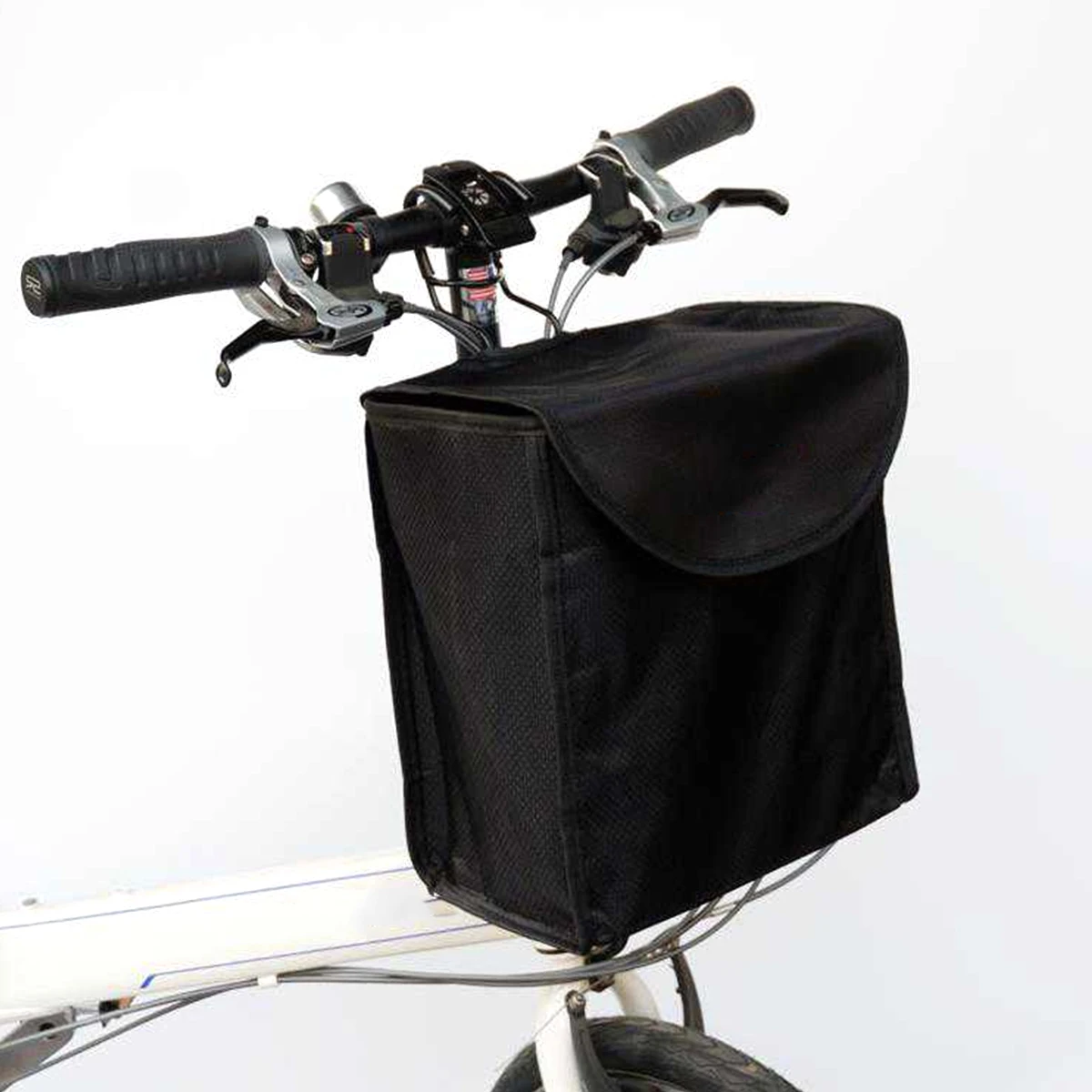 

1pc Durable Foldable Bike Basket Front Hanging Storage Carrier Waterproof Large Capacity Steel Hook For Cycling Black