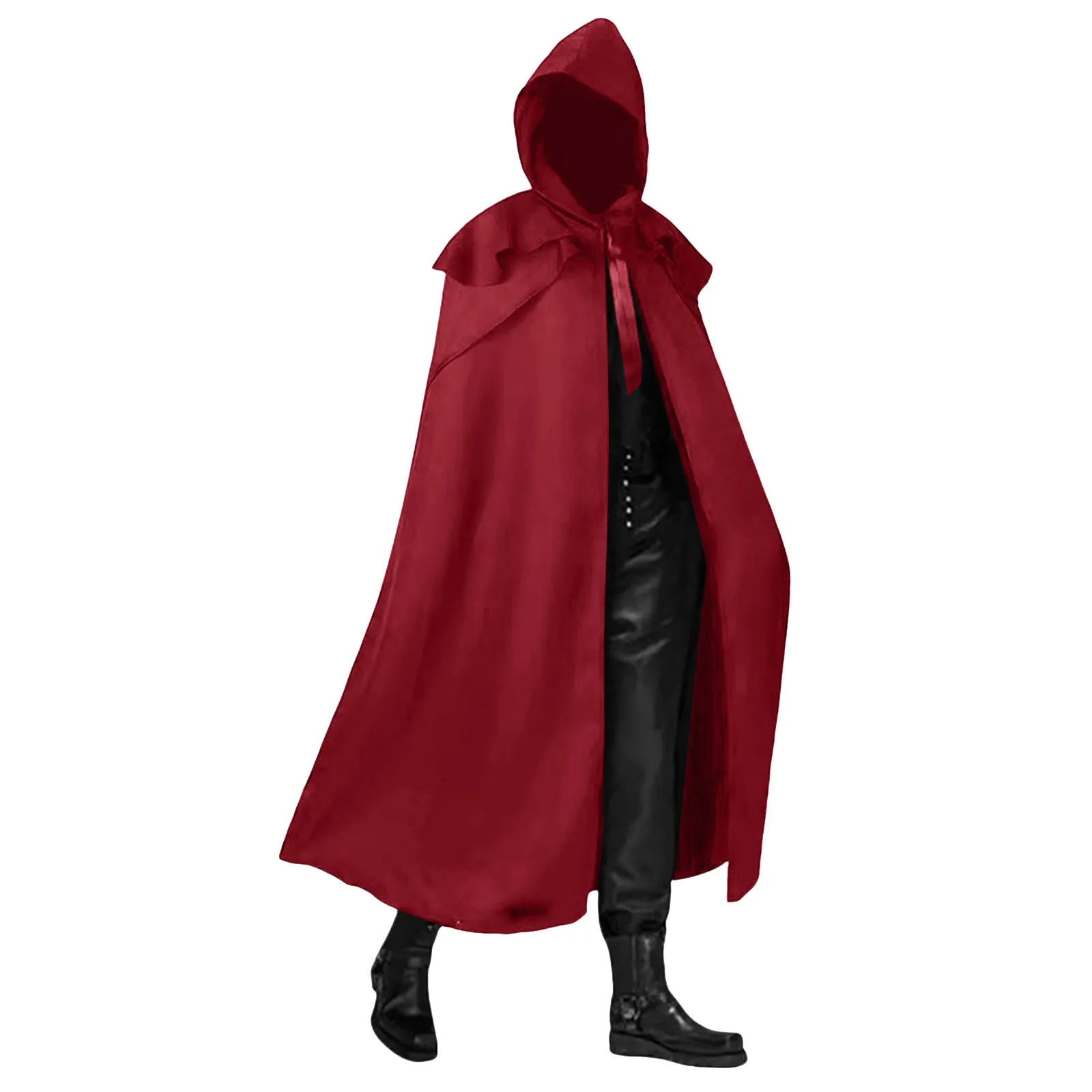 Cape à capuche médiévale pour hommes et femmes, vêtements de cosplay d'Halloween, Viking, gothique, noir, vintage