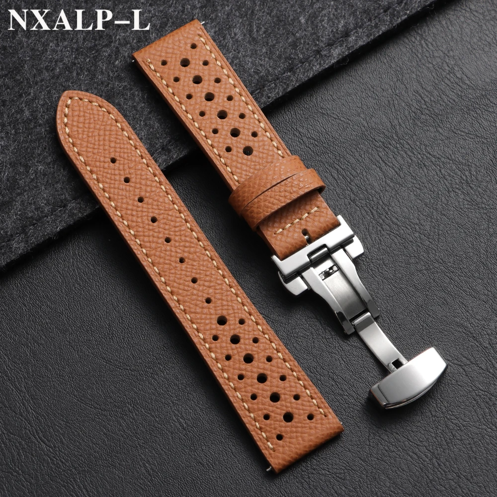 العالمي حقيقية جلد البقر حزام (استيك) ساعة اكسسوارات 18 مللي متر 19 مللي متر 20 مللي متر 22 مللي متر الرجال النساء تنفس سوار حزام فراشة مشبك
