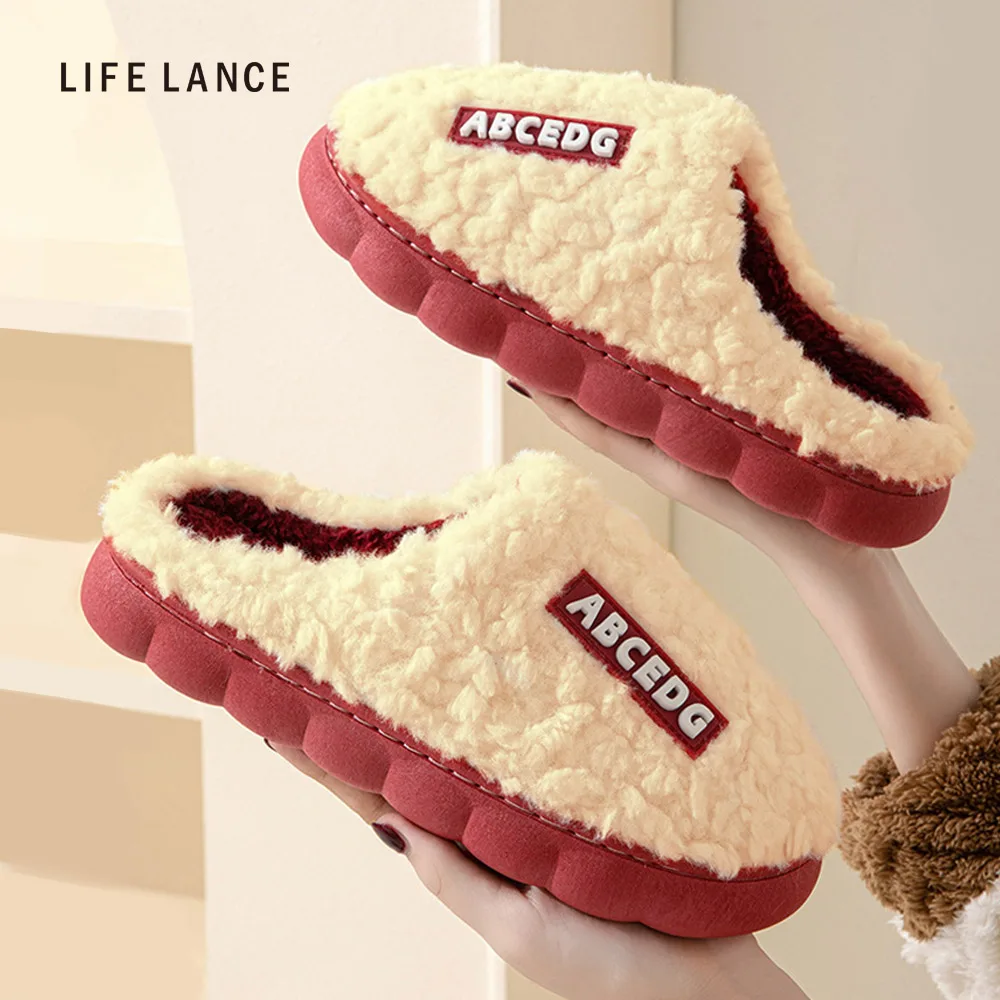 الحياة لانس الأبجدية الصوف النعال خفيفة الوزن الدافئة معزول مكتب غرفة المعيشة مكافحة الضوضاء شبشب شتوي لايف برانانس ألكفابيتال ثنايتال سيليناخي