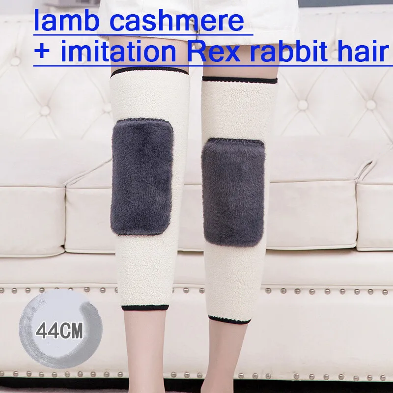 

1pair Winter Knee Pads Imitation Cashmere Knee Pads Knee Sleeve Warmth Cold Protection Resilience Thick Cotton Leggings Knee Pad