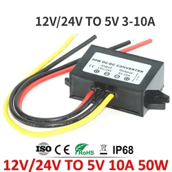 12V 24V to 5V 5A 3A 10A Step Down DC DC Power Converter 8-36V Buck 5V Switching Voltage Power Supply 12Volt to 5Volt for Car LED