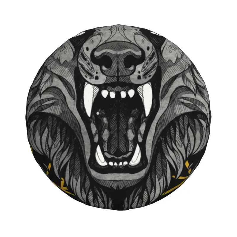 Fenri Viking Norse Nordic Wolf Spare Tire Cover, Protetores de rodas, Acessórios do carro, Jeep Hummer, SUV, RV Trailer, 14 ", 15", 16"