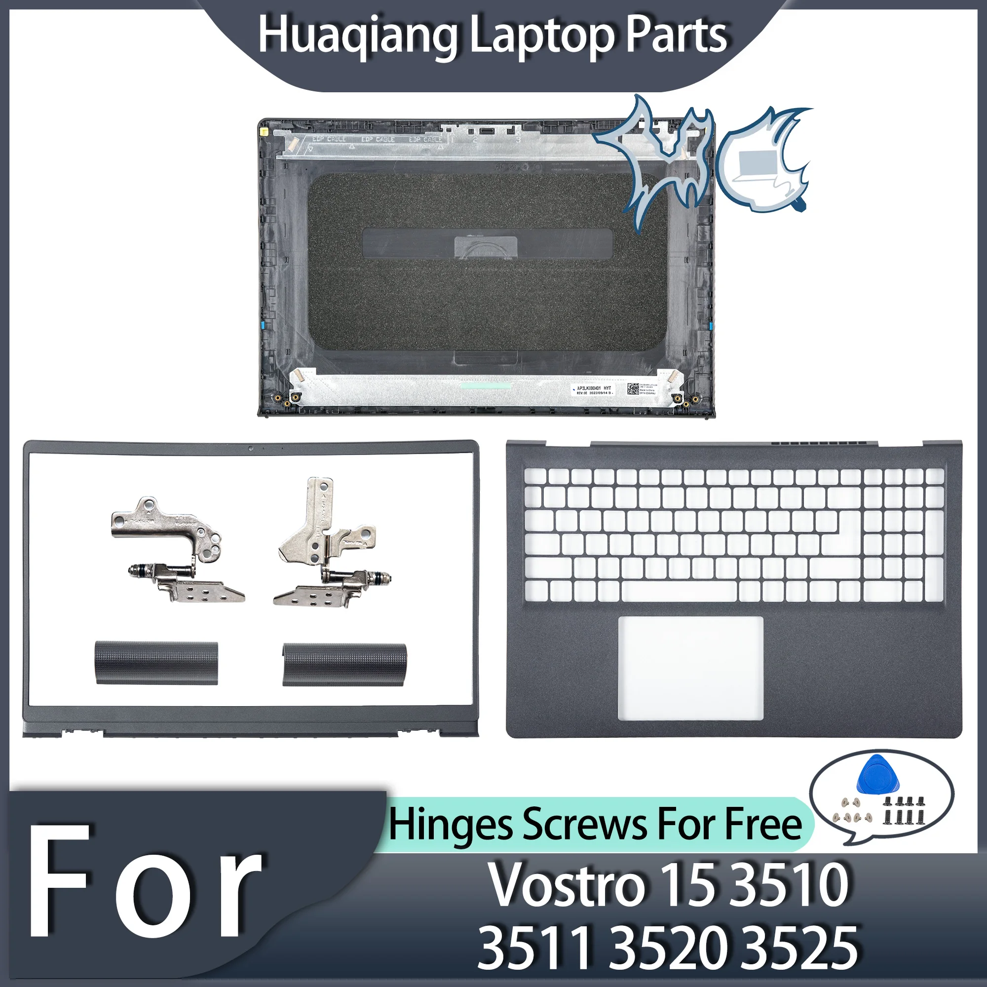 

Cases For Vostro 15 3510 3511 3520 3525 Rear Lid TOP Case Laptop LCD Back Cover Front Bezel Hinges Hingecover Black Plastic