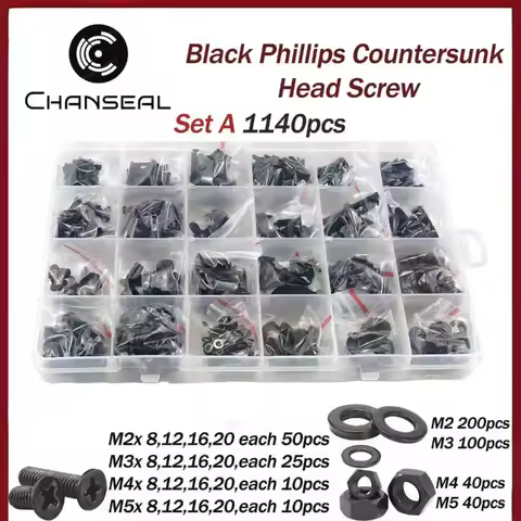 Carbon steel Flat Head Phillips Screw Assortments Screws Nut Gasket Kit Set Laptop Notebook Computer Glasses Bolt Set Screws Box